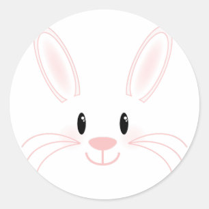 Sticker Rond Visage de lapin