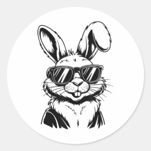 Sticker Rond Visage De Lapin Avec Sungels Pour Hommes Garçons E