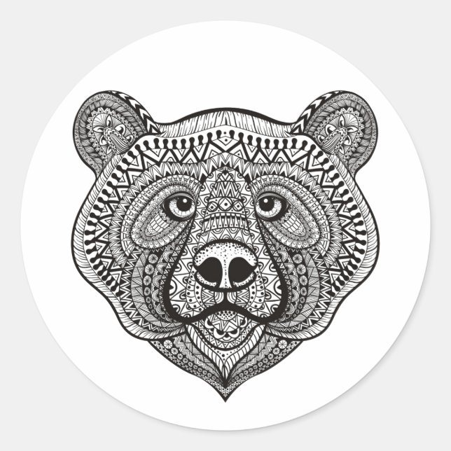 Sticker Rond Visage de l'ours inspiré (Devant)