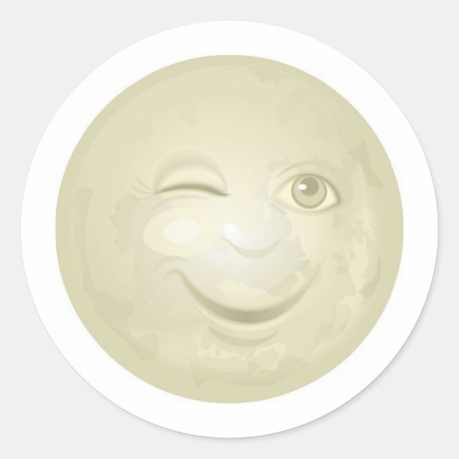Sticker Rond Visage de lune de miel (Devant)