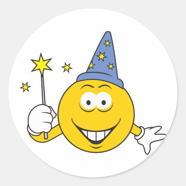 Sticker Rond Visage de magicien (Devant)