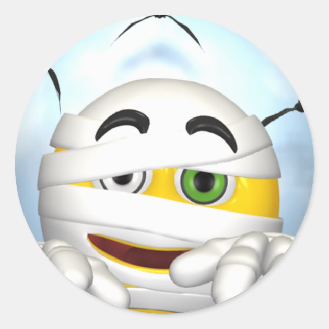 Sticker Rond visage de momie (Devant)