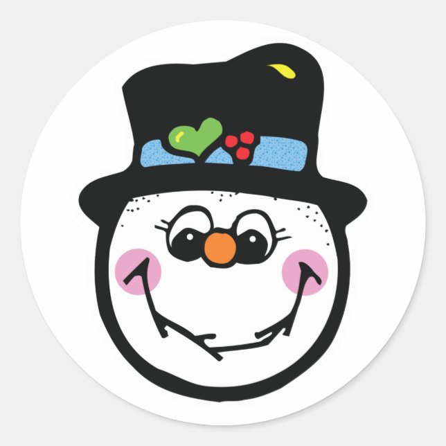 Sticker Rond visage de neige mignon (Devant)