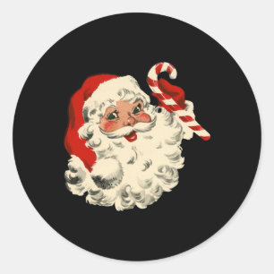 Sticker Rond Visage de Père Noël de Noël Vintage Drôle à l'anci