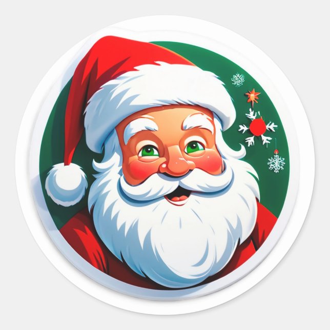 Sticker Rond Visage de Père Noël festif (Devant)