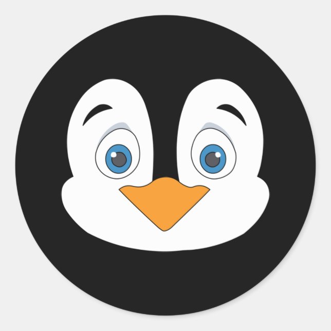 Sticker Rond Visage de pingouin mignon (Devant)