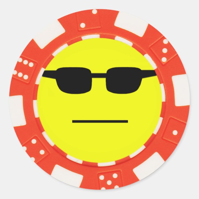 Sticker Rond visage de poker (Devant)