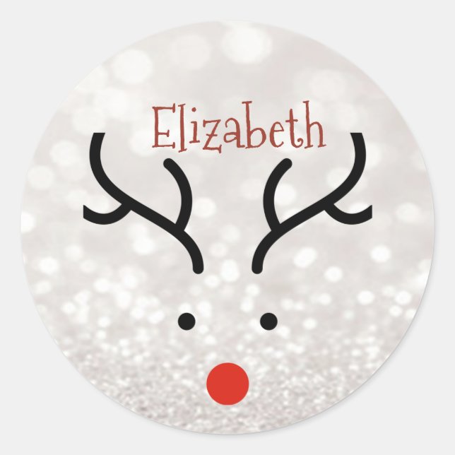 Sticker Rond Visage de renne adorable, Bokeh  (Devant)