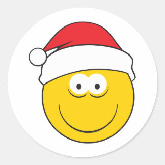 Sticker Rond Visage de Santa Hat