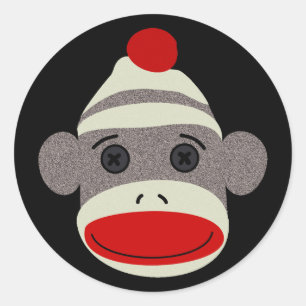 Sticker Rond Visage de singe de chaussette