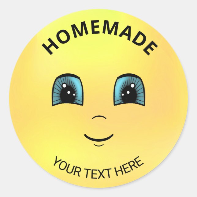 Sticker Rond Visage de soleil heureux moderne fait maison (Devant)
