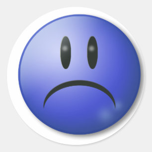 Sticker Rond Visage de sourire triste