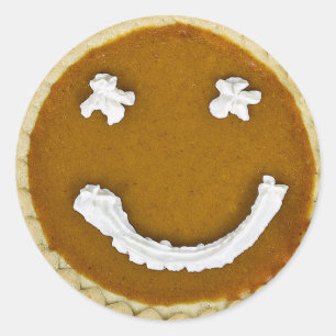 Sticker Rond Visage de tarte à la citrouille de Thanksgiving