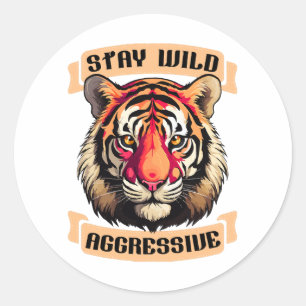 STICKER ROND VISAGE DE TIGRE