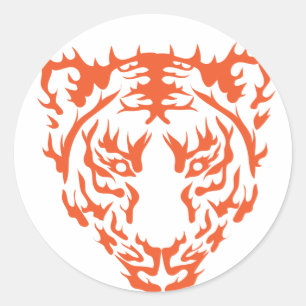 Sticker Rond Visage de tigre