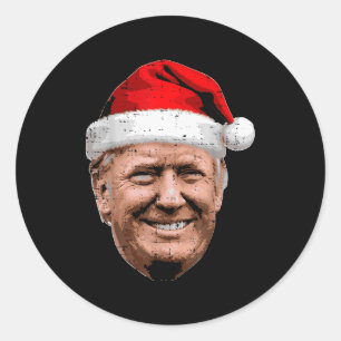 Sticker Rond Visage de Trump Noël Santa drôle Xmas Meme Hommes