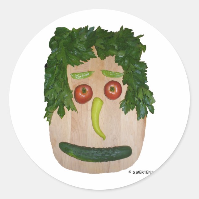 Sticker Rond Visage de Veggie (Devant)