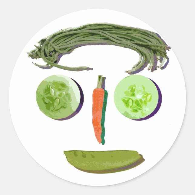 Sticker Rond Visage de Veggie (Devant)