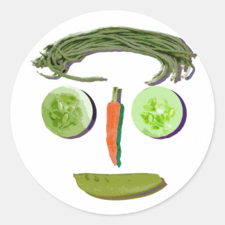 Sticker Rond Visage de Veggie