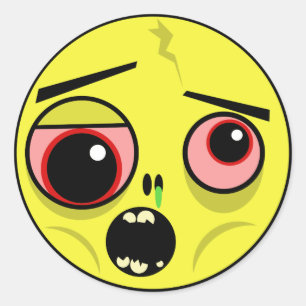 Sticker Rond Visage de zombi