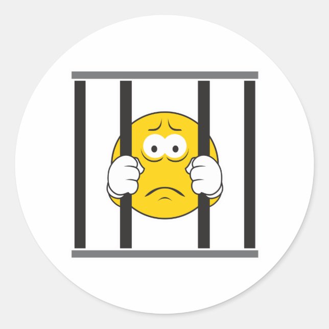 Sticker Rond Visage derrière les barreaux (Devant)