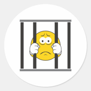 Sticker Rond Visage derrière les barreaux