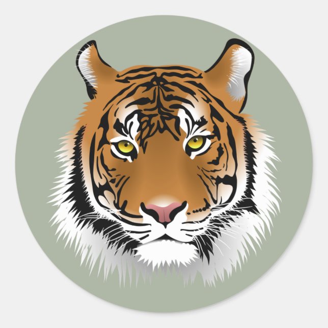 Sticker Rond Visage des tigres Animés (Devant)