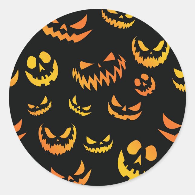 Sticker Rond Visage du Citrouille Jack-o'-lantern (Devant)