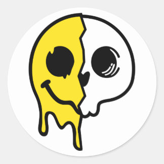 Sticker Rond Visage du crâne souriant