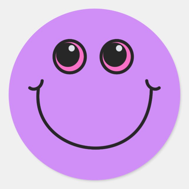 Sticker Rond Visage Emoji pourpre souriant (Devant)