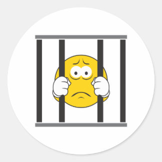 Sticker Rond Visage en prison