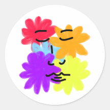 Visage et fleurs abstrait (couleurs primaires)