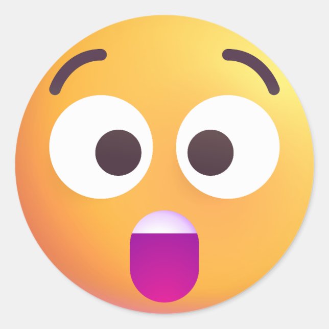 Sticker Rond Visage étonné et ombragé mignon et adorable Emoji (Devant)