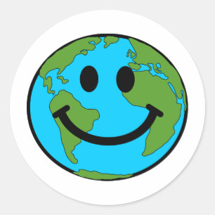 Sticker Rond Visage heureux de la terre
