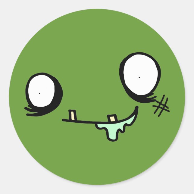 Sticker Rond Visage heureux de zombi (Devant)
