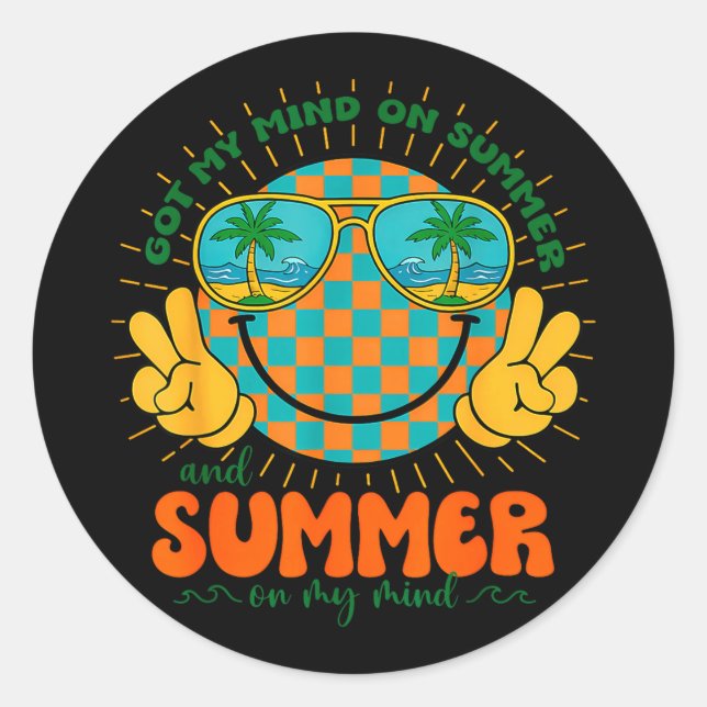 Sticker Rond Visage heureux groovy a l'esprit sur l'enseignant  (Devant)
