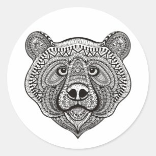 Sticker Rond Visage inspiré d'ours