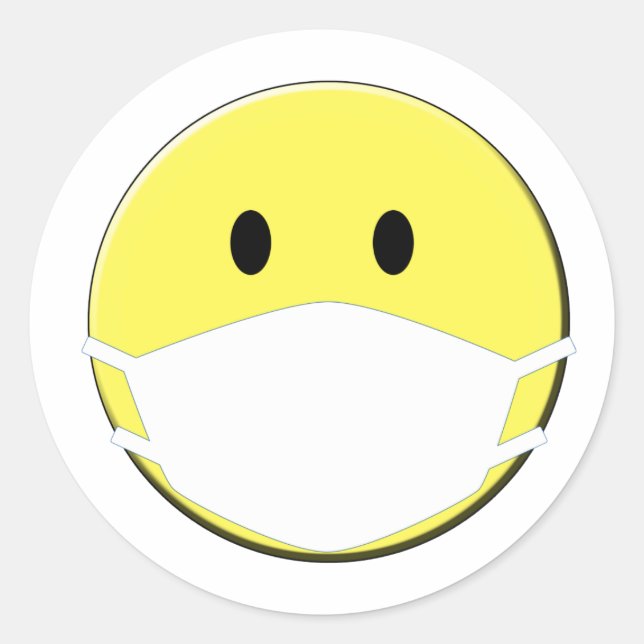 Sticker Rond Visage jaune portant un masque (Devant)