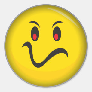 Sticker Rond Visage jaune qui est ennuyé