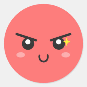 Sticker Rond Visage malicieux avec étincelle