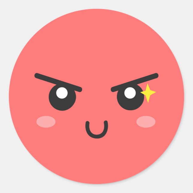 Sticker Rond Visage malicieux avec étincelle diabolique (Devant)
