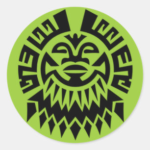 Sticker Rond Visage maori