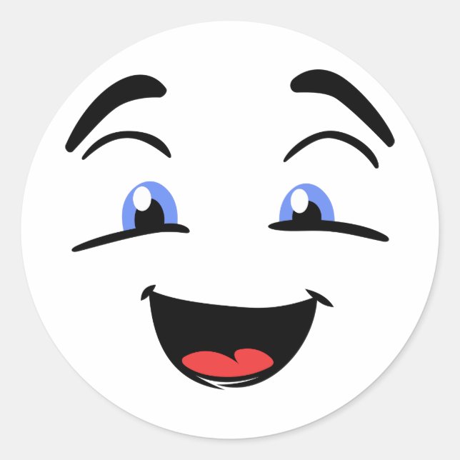 Sticker Rond Visage mignon avec yeux bleus (Devant)