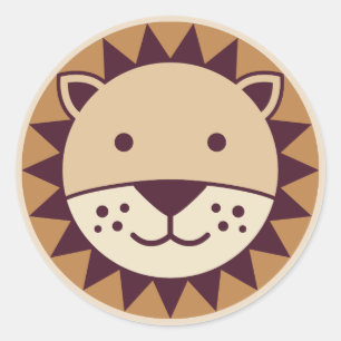 Sticker Rond Visage mignon de lion