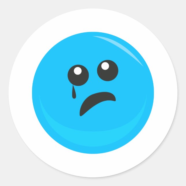 Sticker Rond Visage mignon de tristesse en pleurs (Devant)