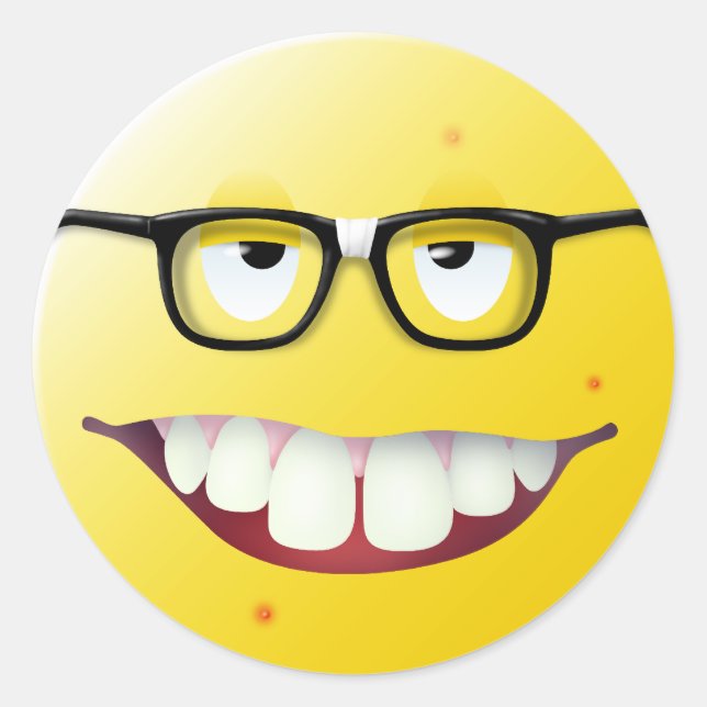 Sticker Rond Visage nerd (Devant)
