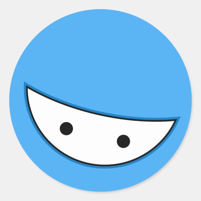 Sticker Rond Visage Ninja (bleu (Devant)
