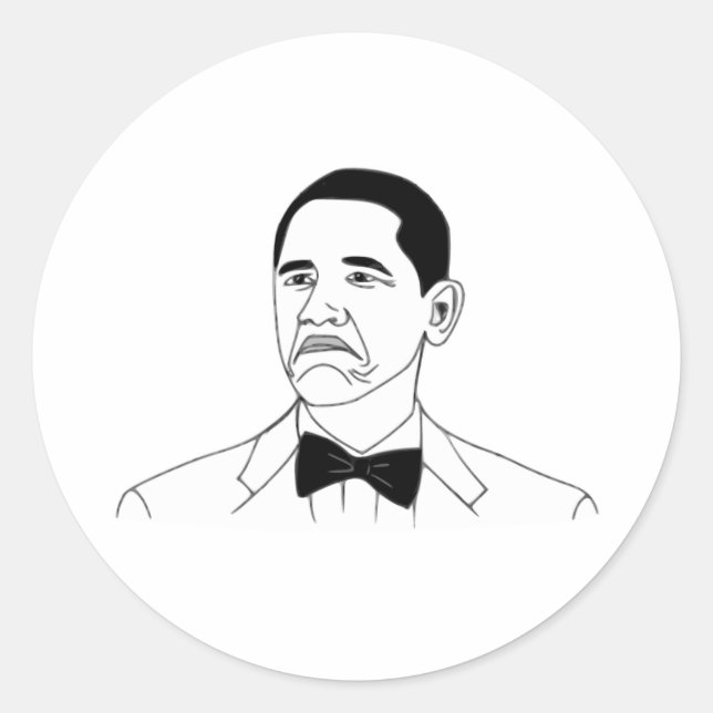 Sticker Rond Visage non mauvais Meme de rage de Barack Obama (Devant)