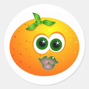 Sticker Rond Visage orange