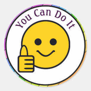 Sticker Rond Visage Pouce en l'Air Tu Peux Le Faire
